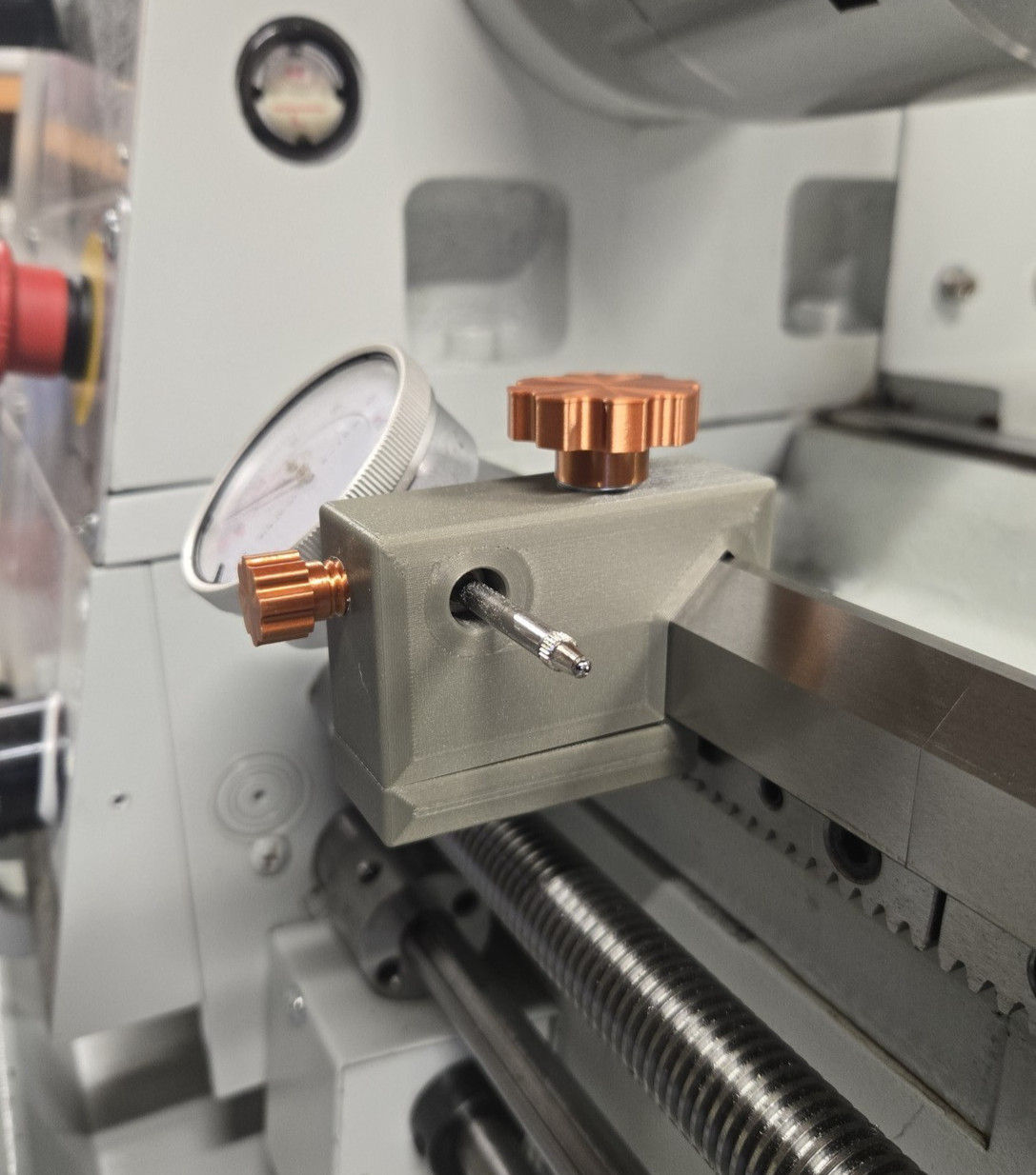 Sharp 1340 VS Lathe carriage Dial Indicator Holder! (3dPrinted)
