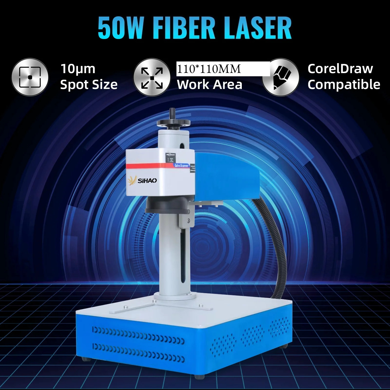 20W 30W Fiber Optic Laser Marking Machine, Engraving With EZCAD2 Control US