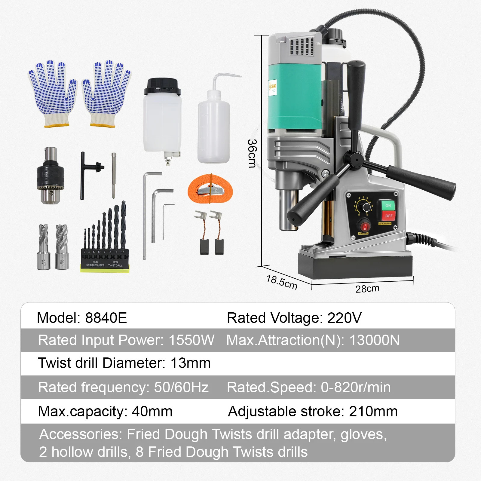 110V 1450W/1550W 1.57/2″ Electric Drilling Magnetic Press Boring Diameter Drill