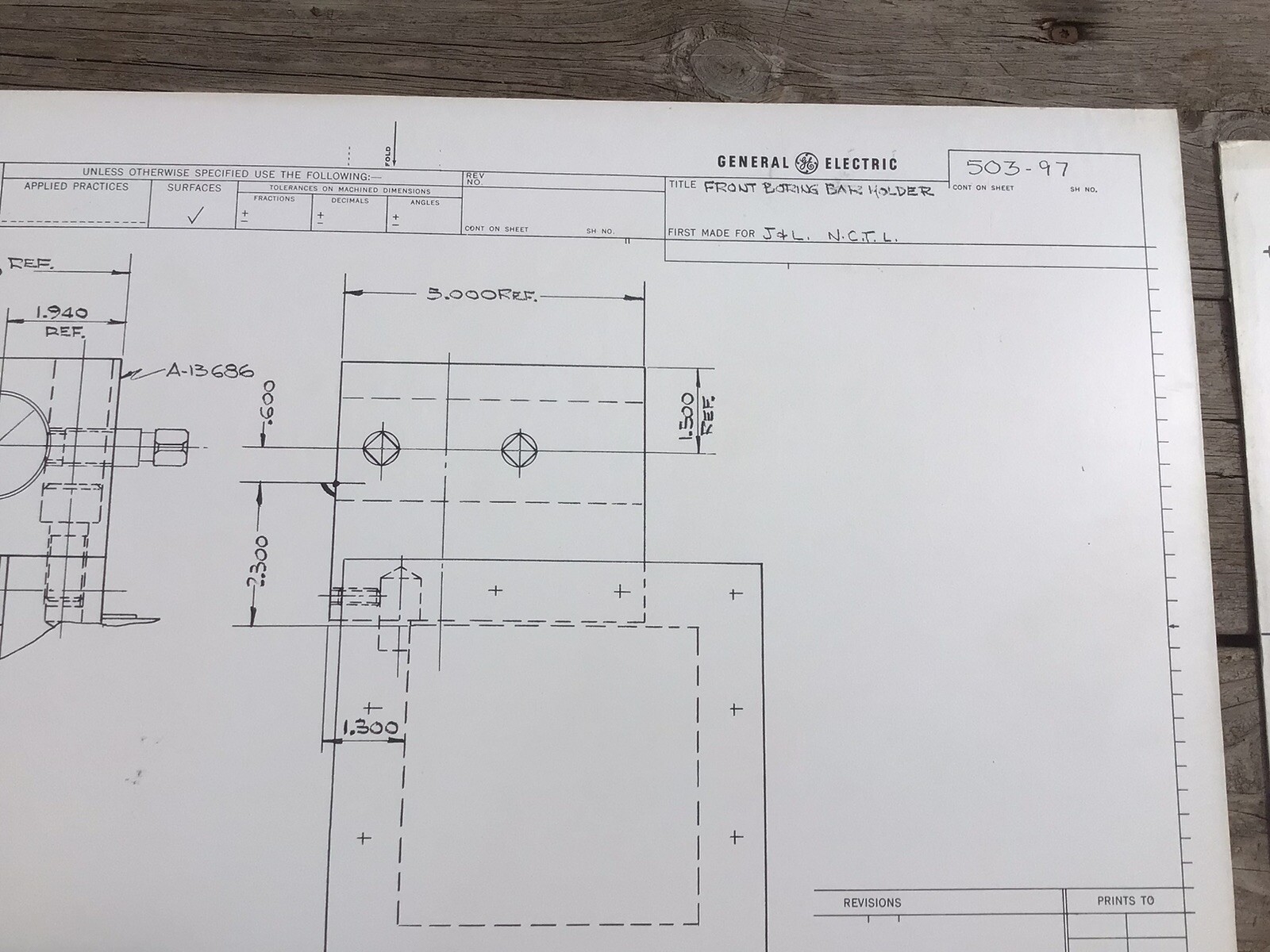 GE Engineering Drawings 1966, 22”x34”, Lathe Square Turret Lathe Tooling, Poster