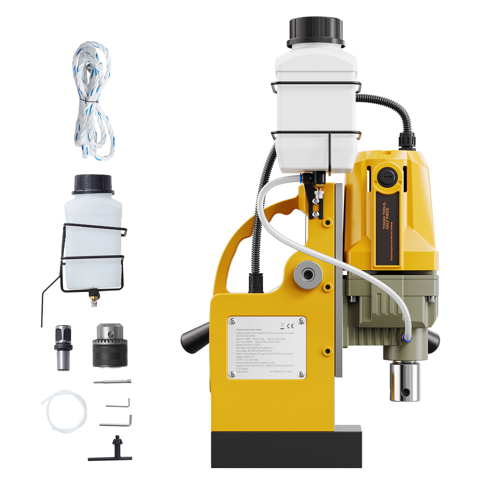 Magnetic Drill 1400W 2810 lbf Mag Drill Press 1.6 in Boring Diameter 800 RPM