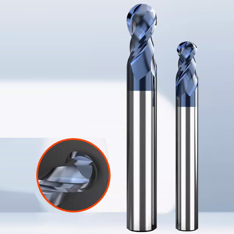 2 Flute Ball Nose End Mill Solid Carbide Milling Cutter Bit TiSiN Coating CNC