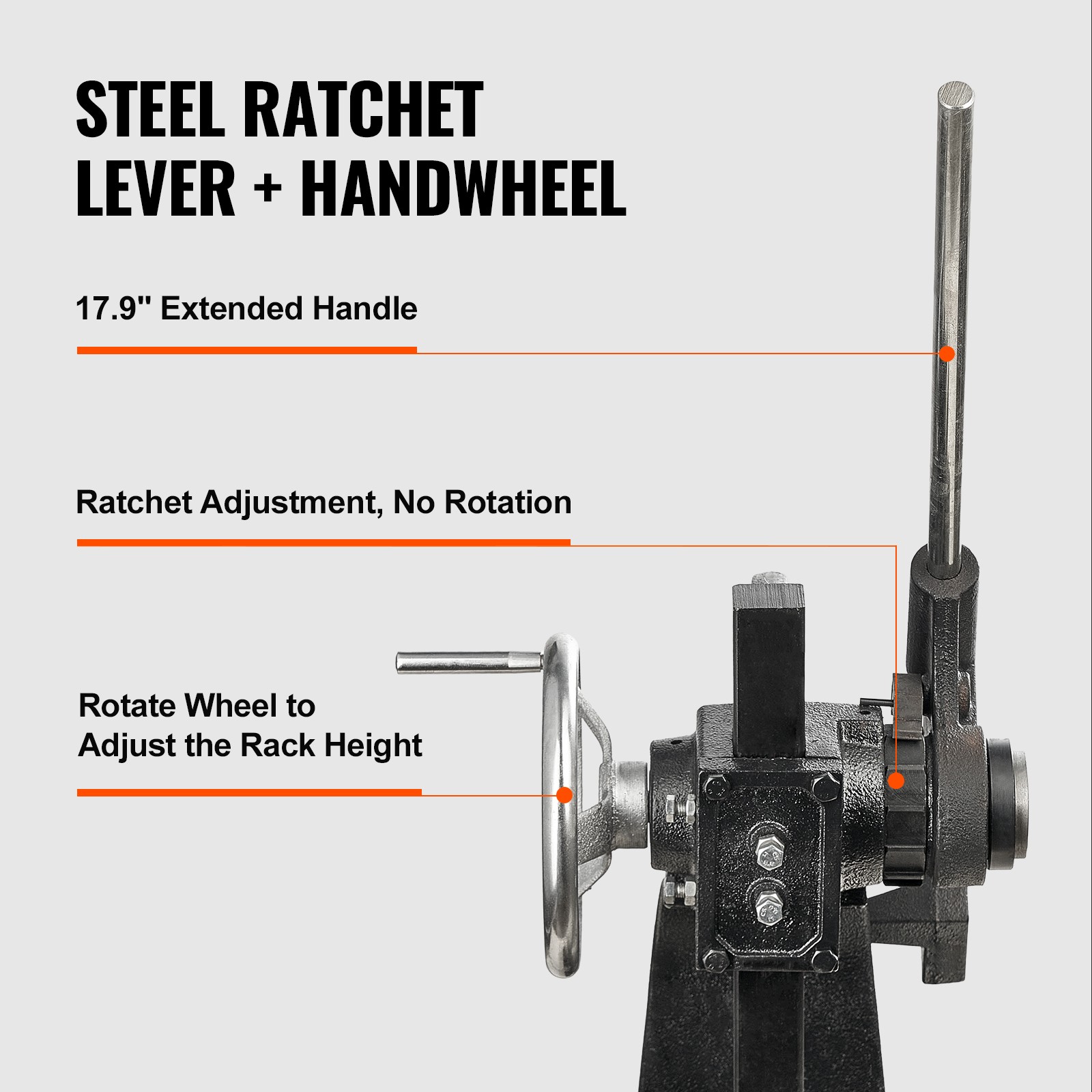 3 Ton Ratchet Arbor Press, 12.2″ Max Height, Cast Iron, Black