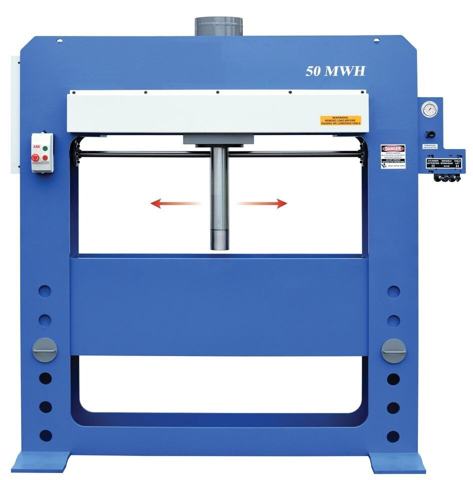 New Hydraulic H FRAME PRESS 50 Ton EXTRA WIDE Powered Movable Workhead