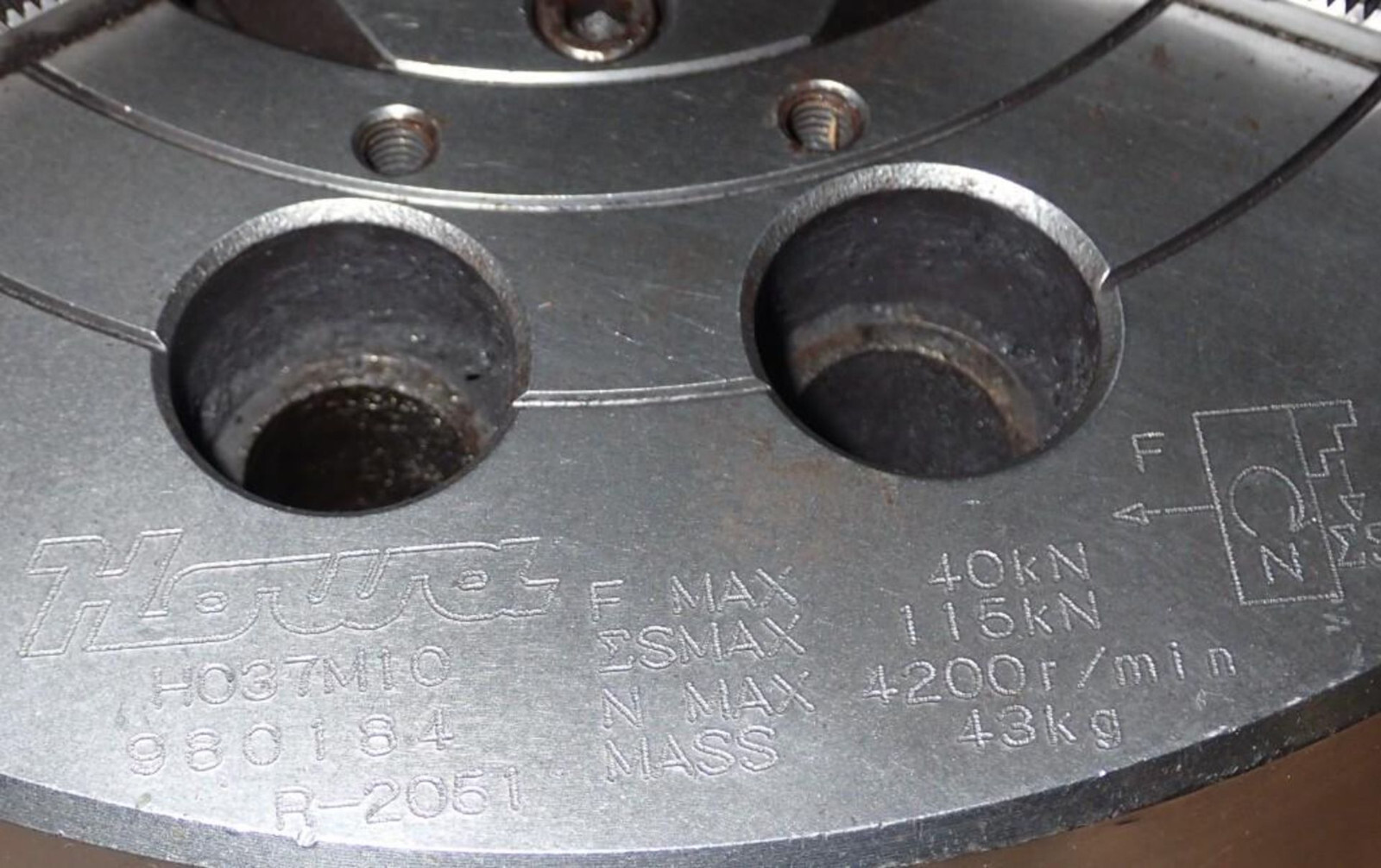 Howa H037M10 R-2051 10″ Hydraulic Power 3 Jaw Chuck CNC Lathe Closed Center 577