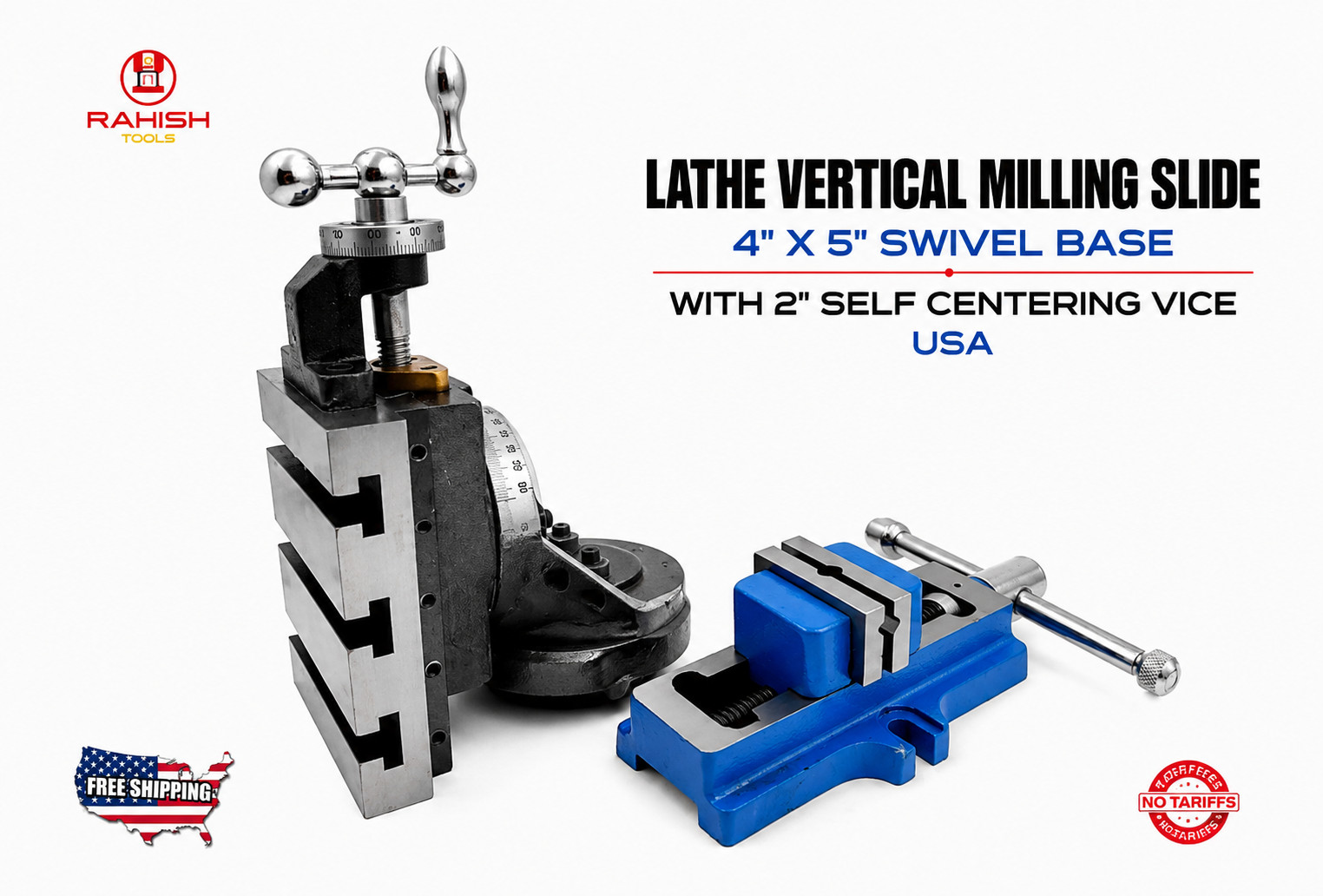 Lathe Vertical Milling Slide Swivel Base 4″ X 5″ With 2″Self Centering Vice