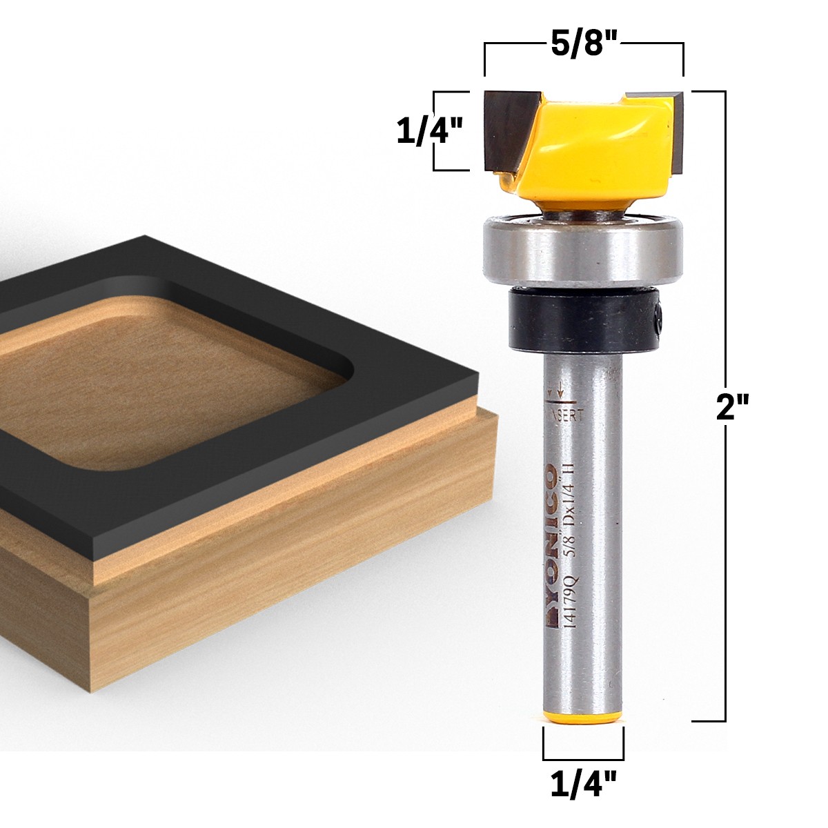 3 Bit 5/8″ Diameter Flush Trim Router Bit Set – 1/4″ Shank – Yonico 14324q