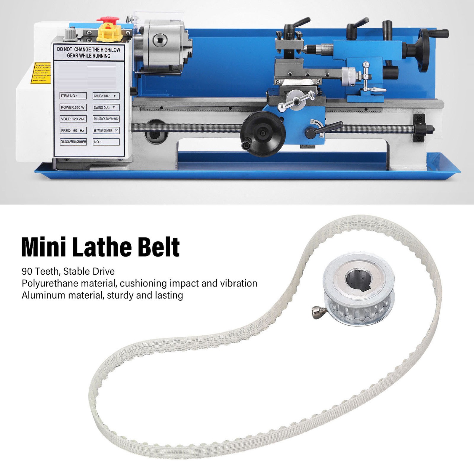 Mini Lathe Belt And Gear 1.5M 90 Teeth Polyurethane Drive Belt Replacement F NEW