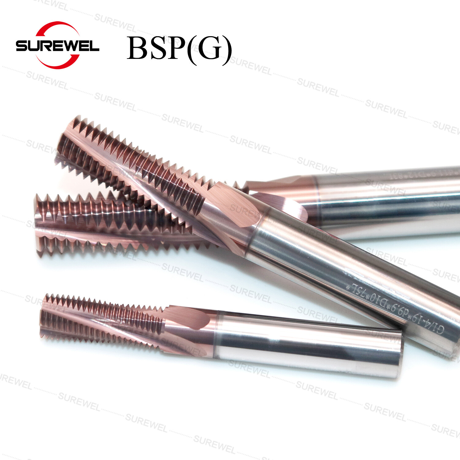 HRC65 CNC Carbide British BSP G1/4-19 Cutter Full Teeth Thread Milling Cutter