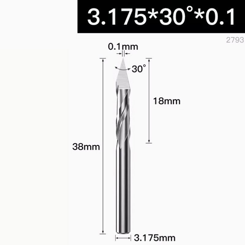 2-Flute Spiral Pointed Knife CNC Engraving Bit Tungsten Steel Carving Cutter New