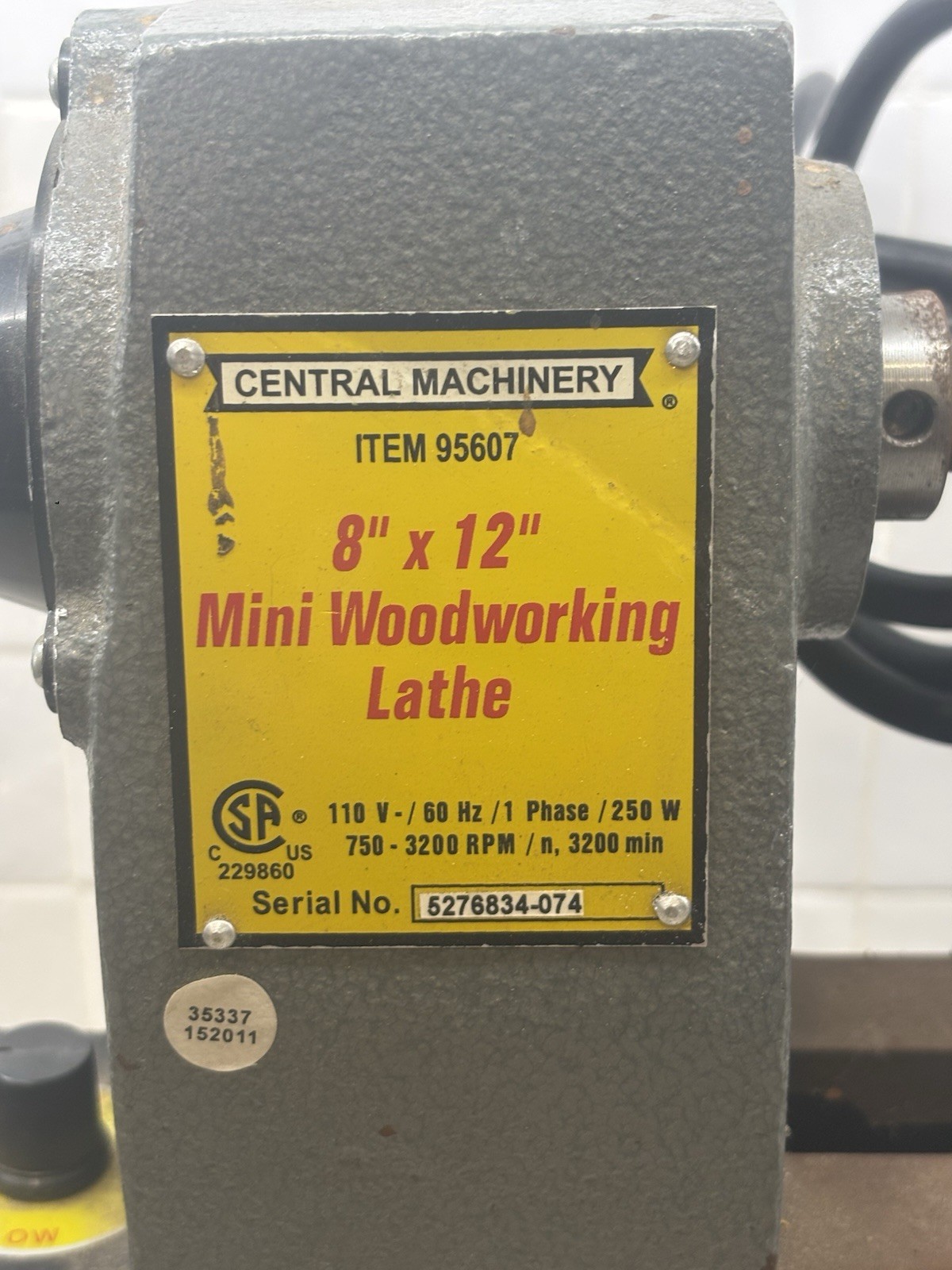 Central Machinery 8 In. x 12 In. Precision Woodworking Benchtop Mini Lathe NICE