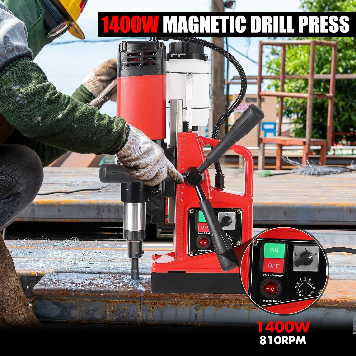 Magnetic Drill Press 1.6″/2″ Electric Mag Drill 2248lb/10000N 810RPM Double Trac