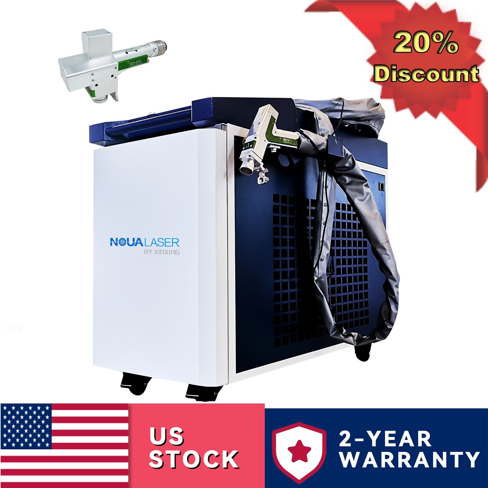 US STOCK 1200W Laser Cleaning Machine Rust Remover Oil Paint Removal 300MM