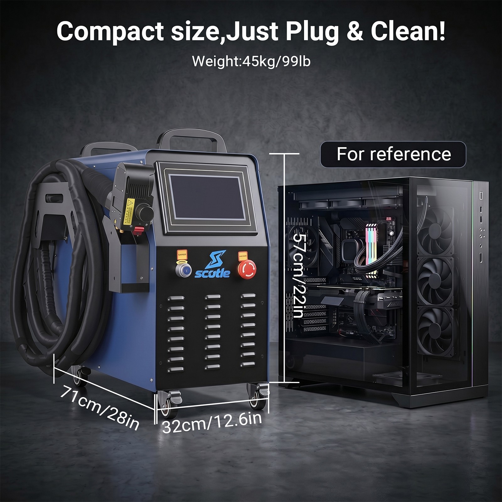 Scotle 1200W Fiber Laser Cleaning Machine Rust Paint Oxide Remover Air Cooled US