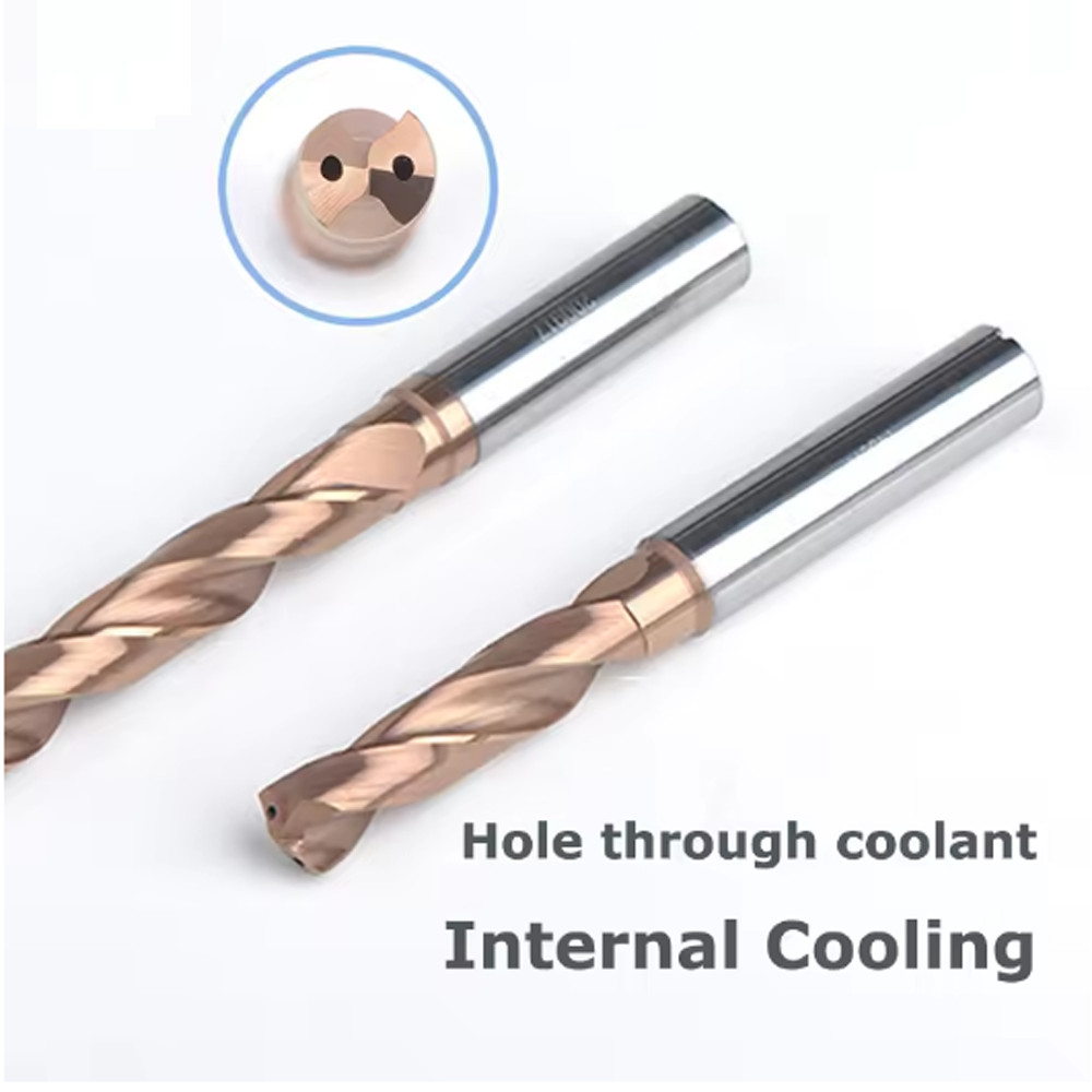 5D Solid Carbide Drill Bit 2-Flute Coolant Thru TiCN Coated 3.0-16mm HRC65