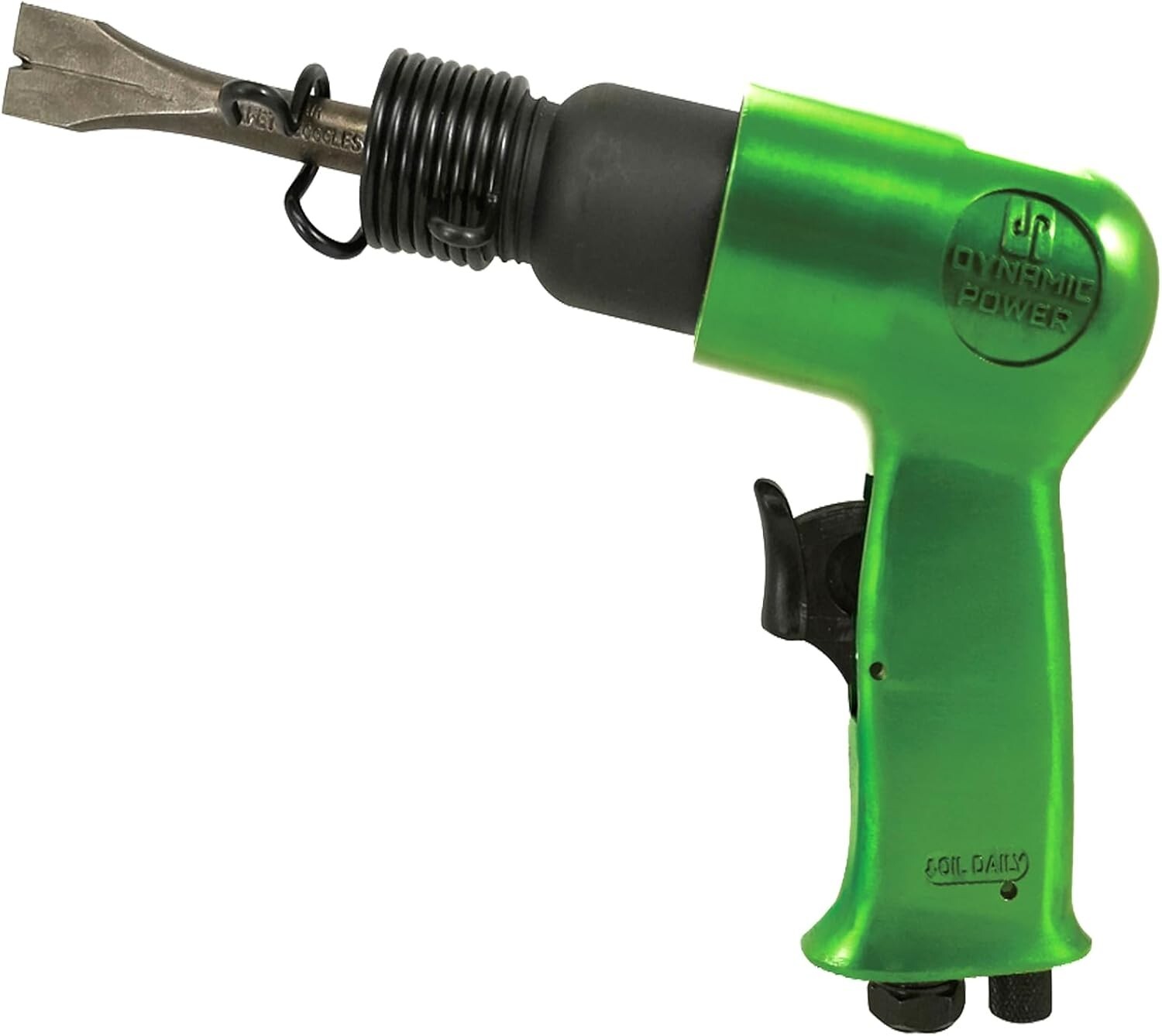 DYNAMIC POWER Short Barrel Air Hammer Kit with 4-Chisels, Alloyed steel Green