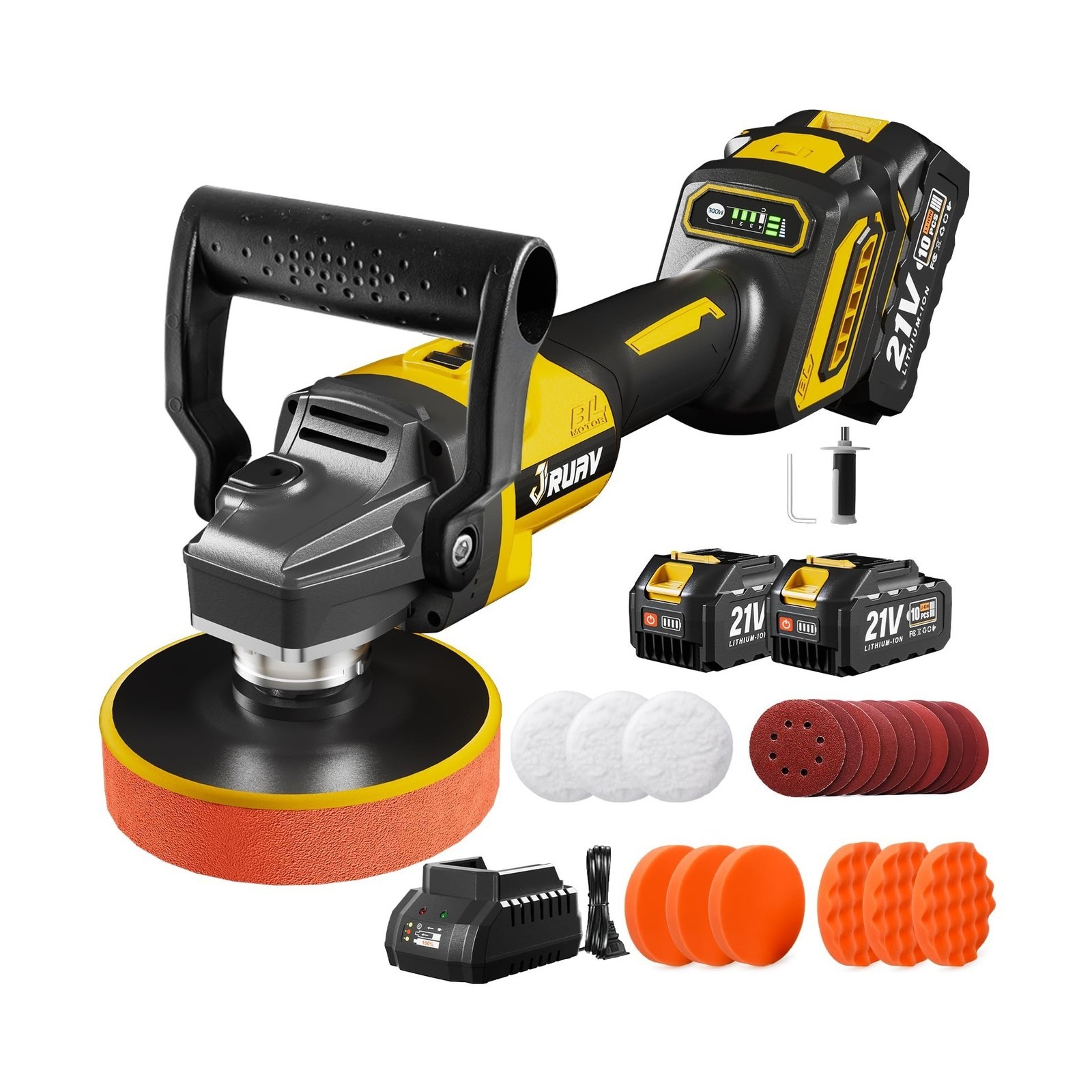 Cordless Buffer Polisher – 7230 RPM – 21V 4.0Ah – w/ 29pc Detailing Kit