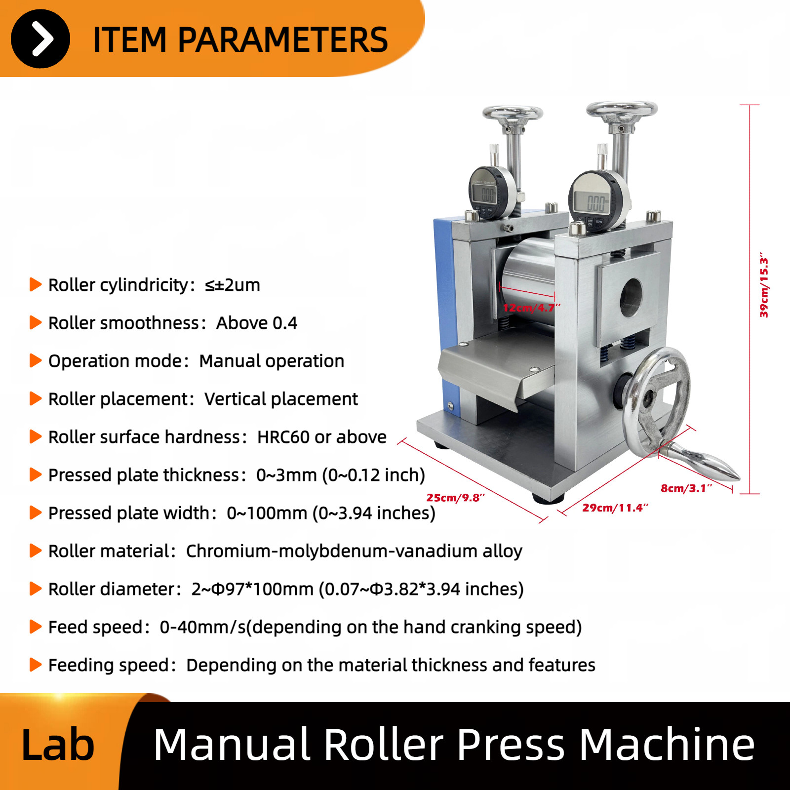 Manual Roller Press Lab Use with Digital Display for Battery Calendering