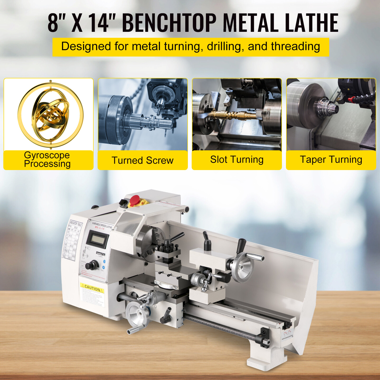 Lathe For Metal 8×14″ 650W Precision Bank Lathe Precision Lathe US