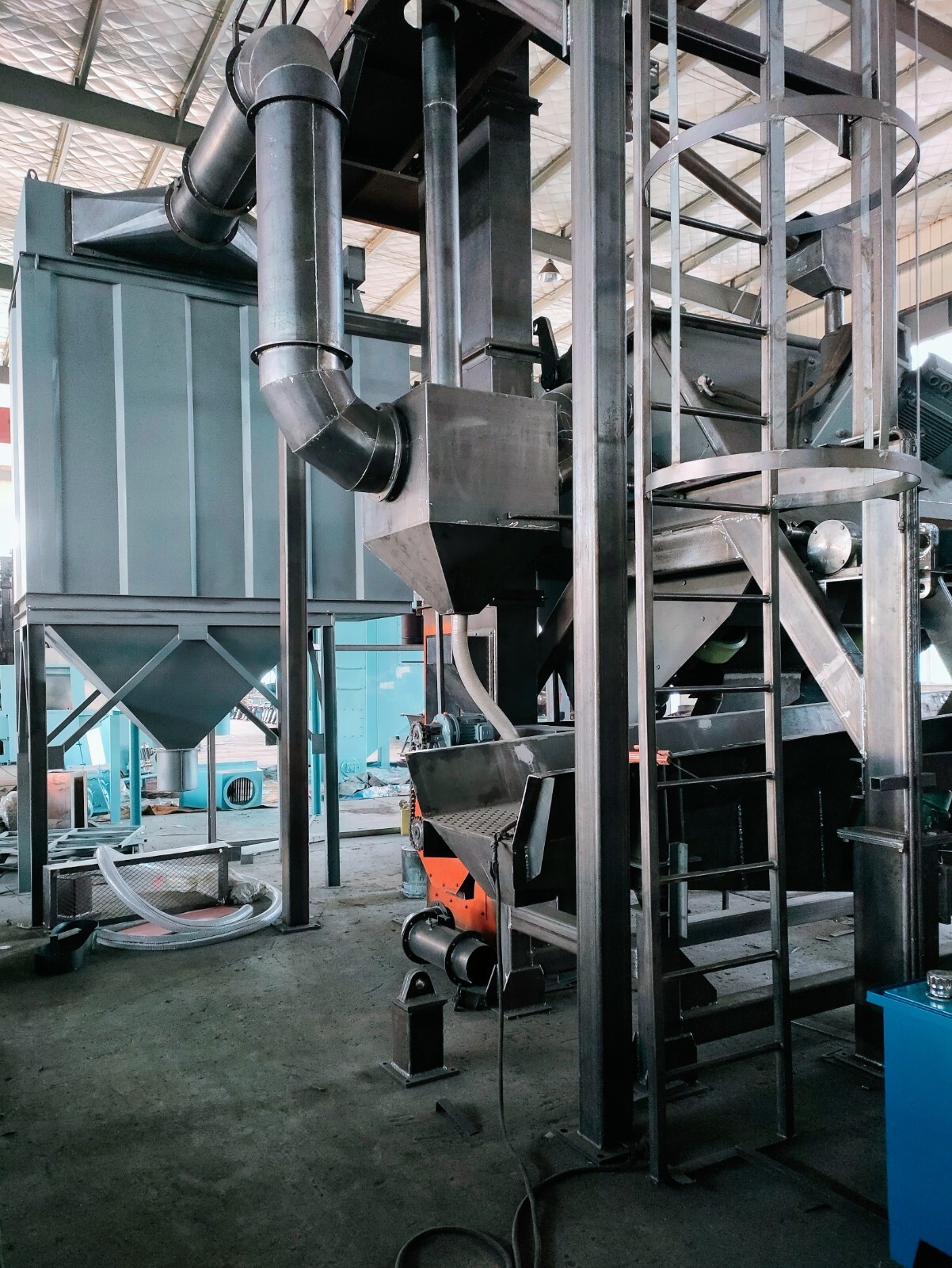 21 Cubic Foot Manganese Drum Shot Blast Machine “System” with Dust Collector