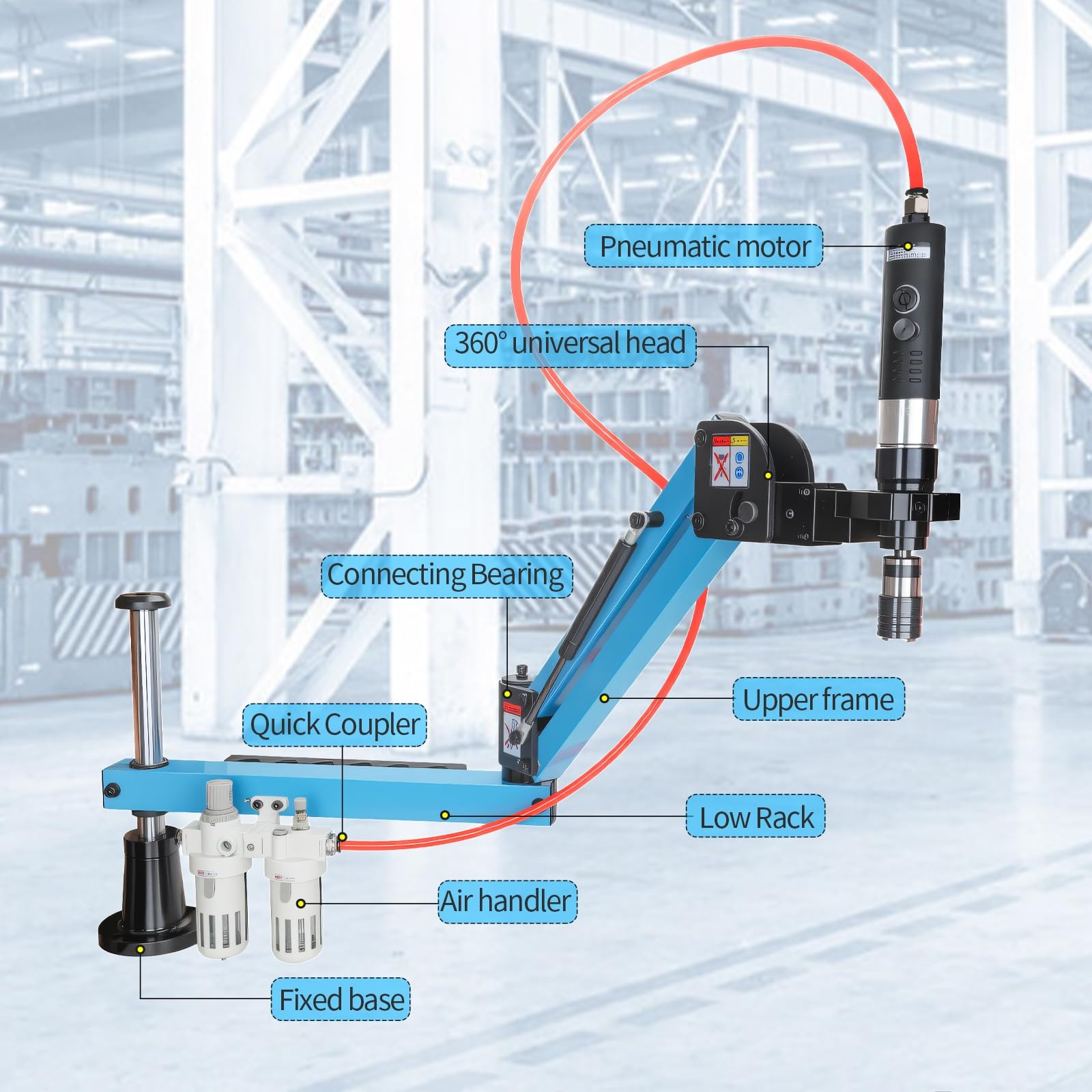 Pneumatic Tapping Machine 360 Degree Swivel Arm M3-M12 Threading Drill Tool
