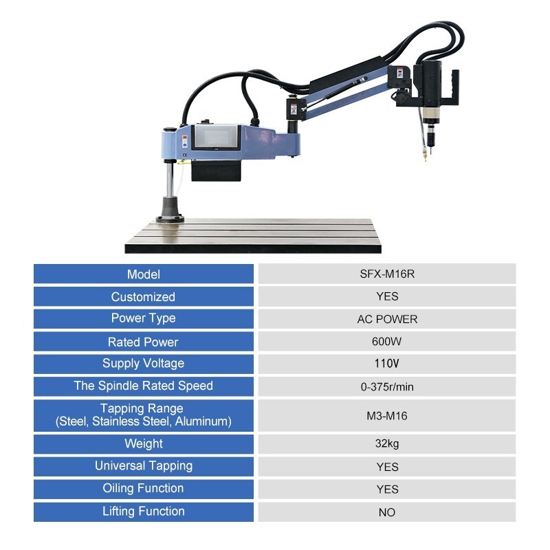 US Stock SFX M4-M24R 110V Electric Tapping Arm Oil Spraying With ANSI Tap Collet