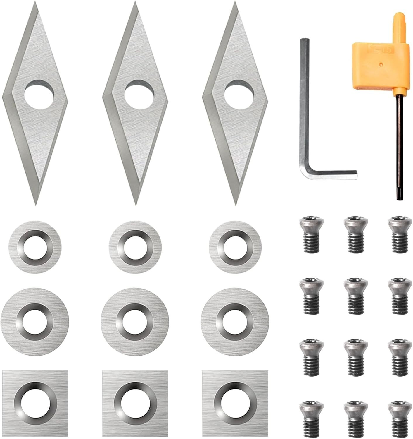 35Pcs Tungsten Carbide Cutters Inserts Set,Lathe Tools for Wood Lathe Turning…