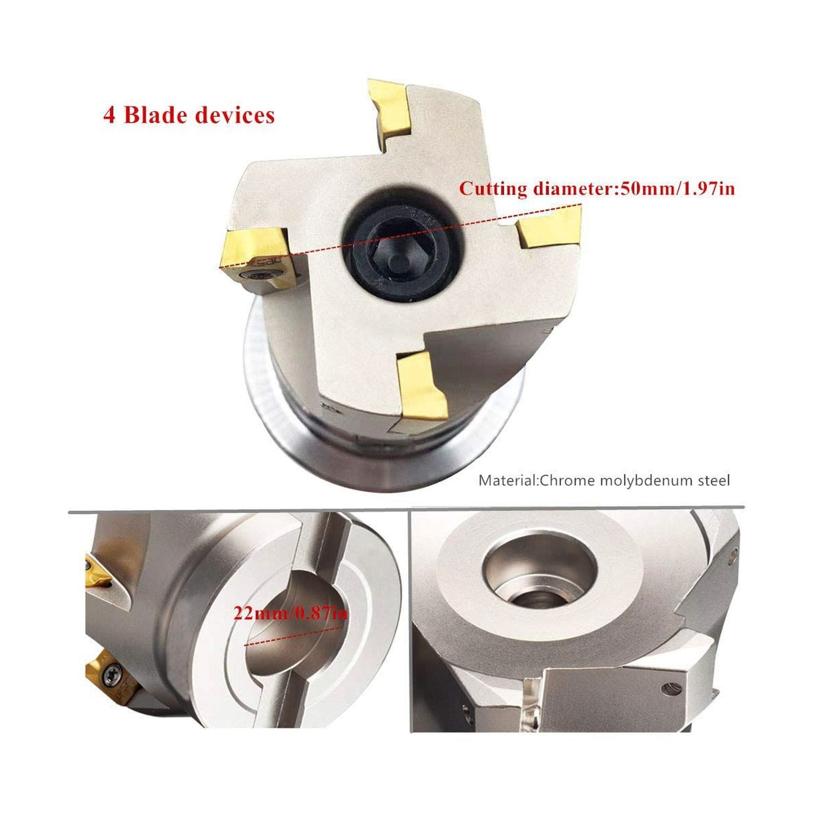 GBJ Face milling Holder 50mm/1.96″ 50-22-4T CNC Face Mill End Milling Shell C…