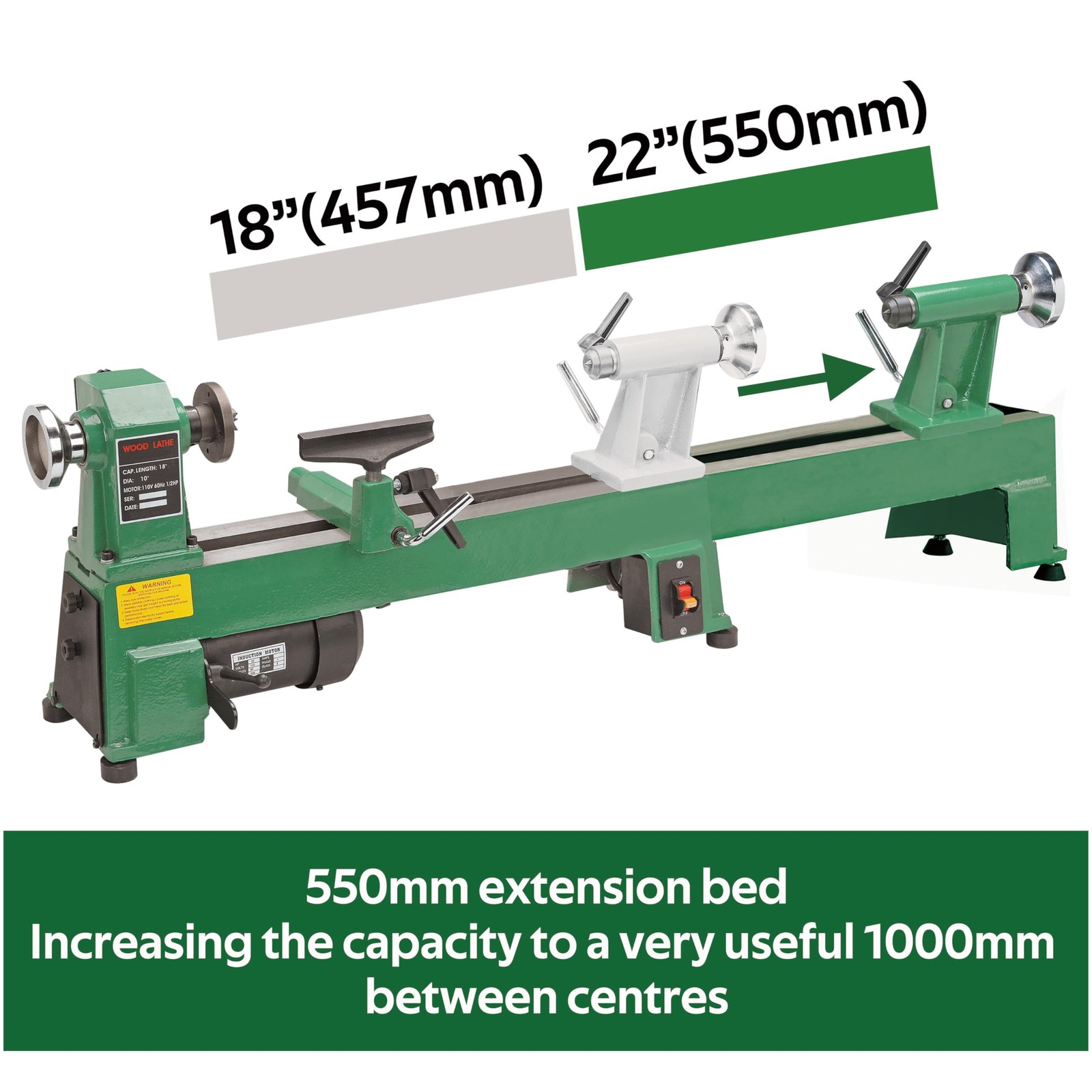 Extension Bed for Woodturning Lathe, with Harbor Freight Central Machinery 65…