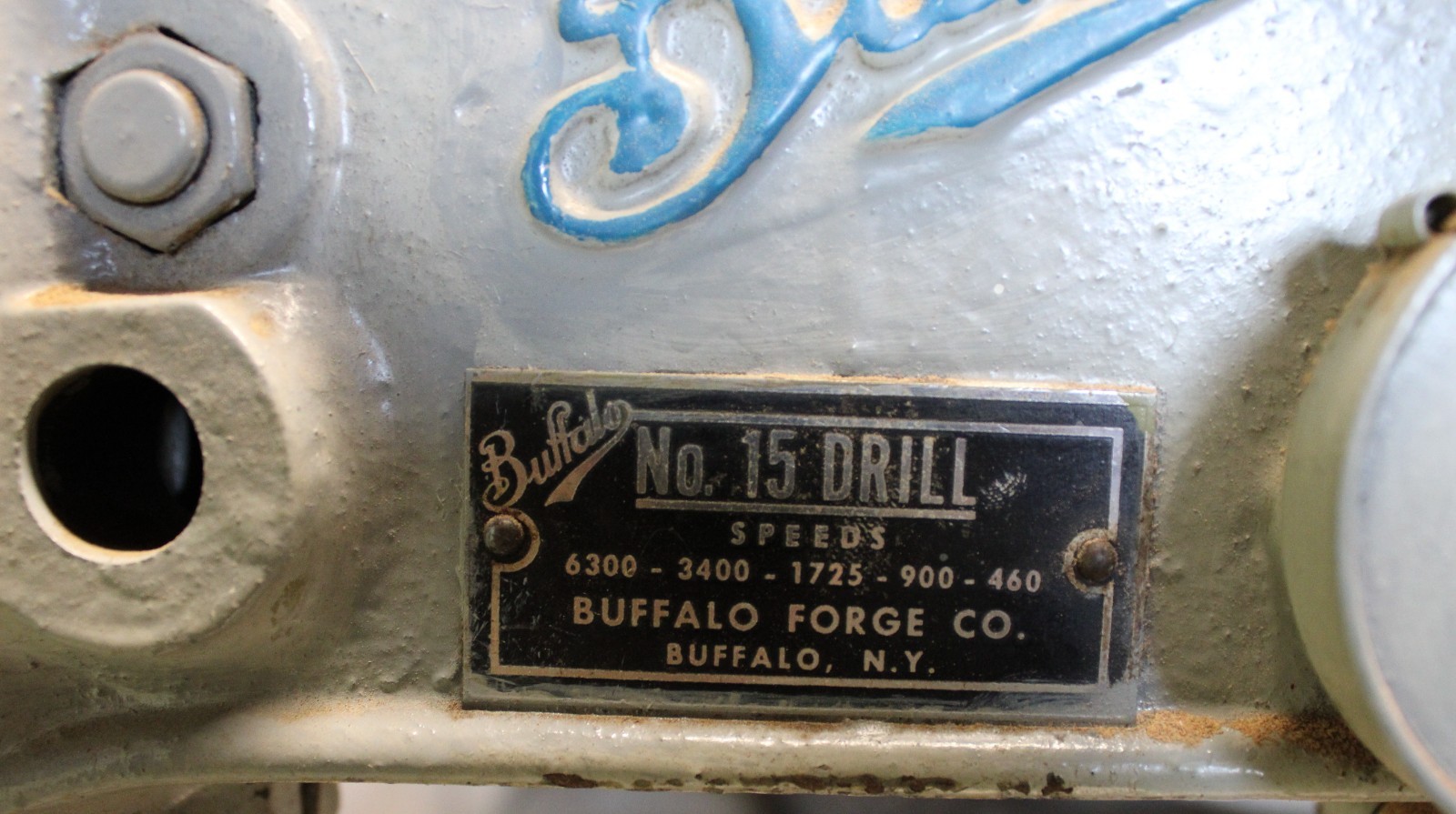 Pre-War INDUSTRIAL Grade BUFFALO FORGE Co. No. 15 Heavy Duty Drill Press w/ Cab