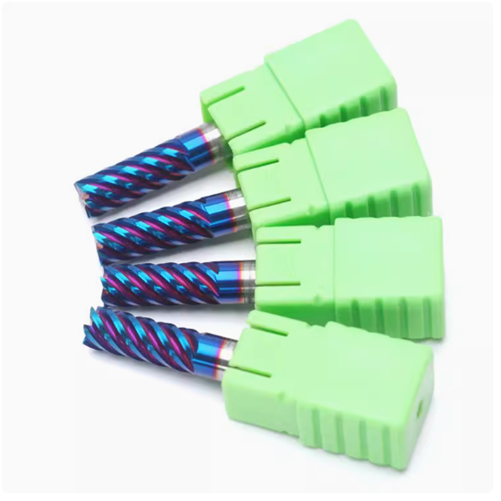 6 Flute 3mm-12mm Carbide End Mill CNC Milling Cutter HRC68 Nano Blue Coating