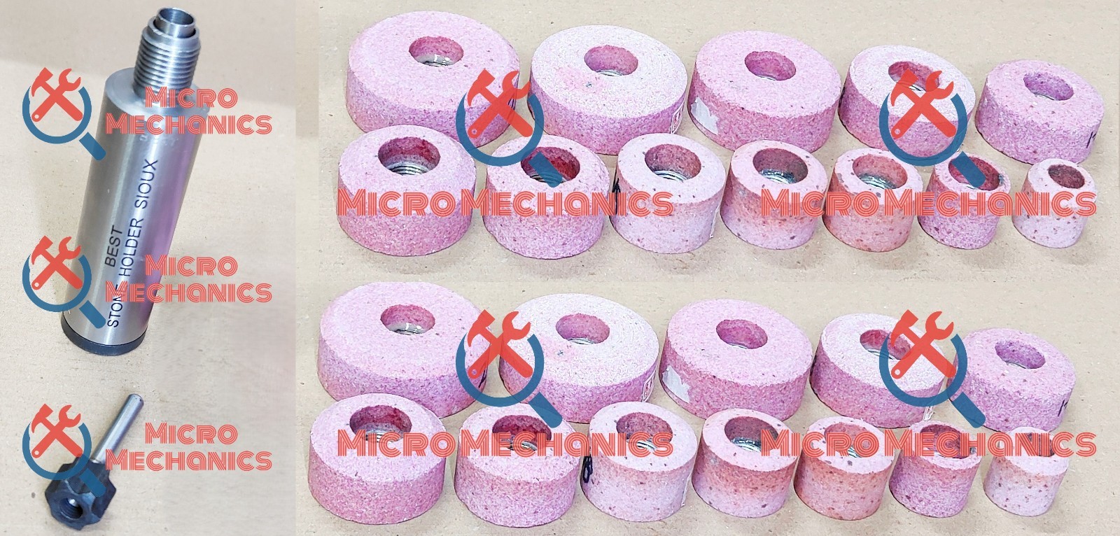 SIOUX VALVE SEAT PINK GRINDING WHEELS 20 PCS STONE HOLDER STAR DRIVE 11/16″