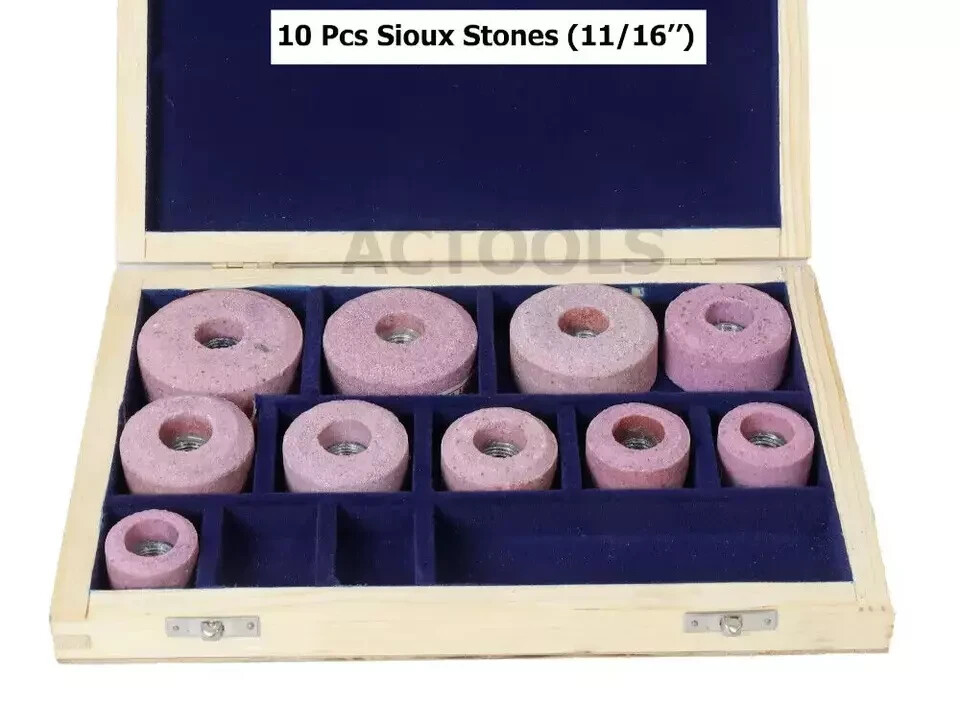 Sioux Valve Seat Pink Grinding Wheels 10 Pcs Set Stone Holder 11/16” Star Drive