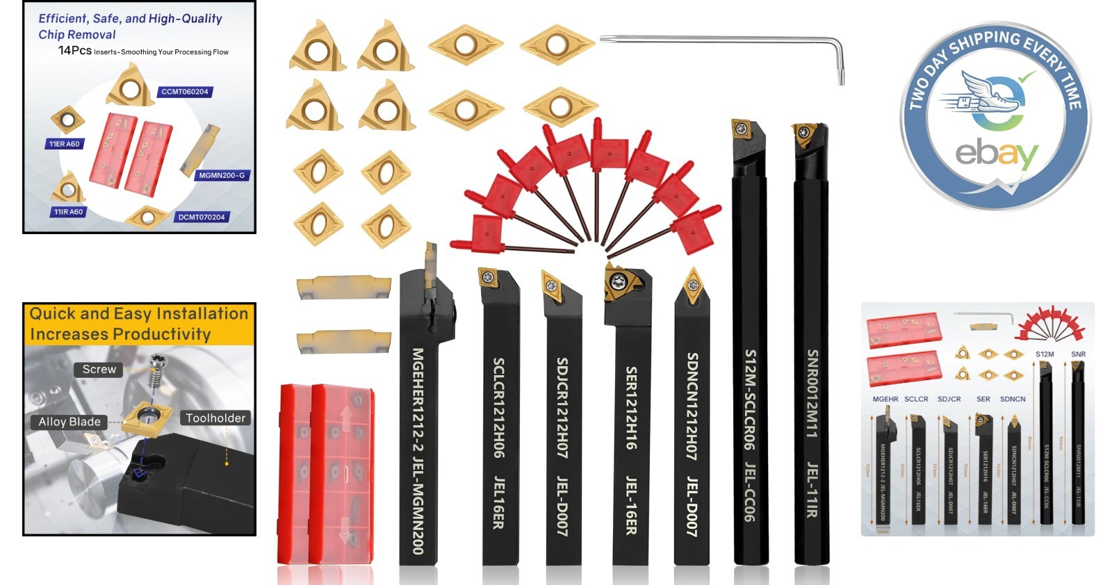 Ultimate 21-Piece Machining Tool Set – 1/2” Lathe Holders & Carbide Inserts