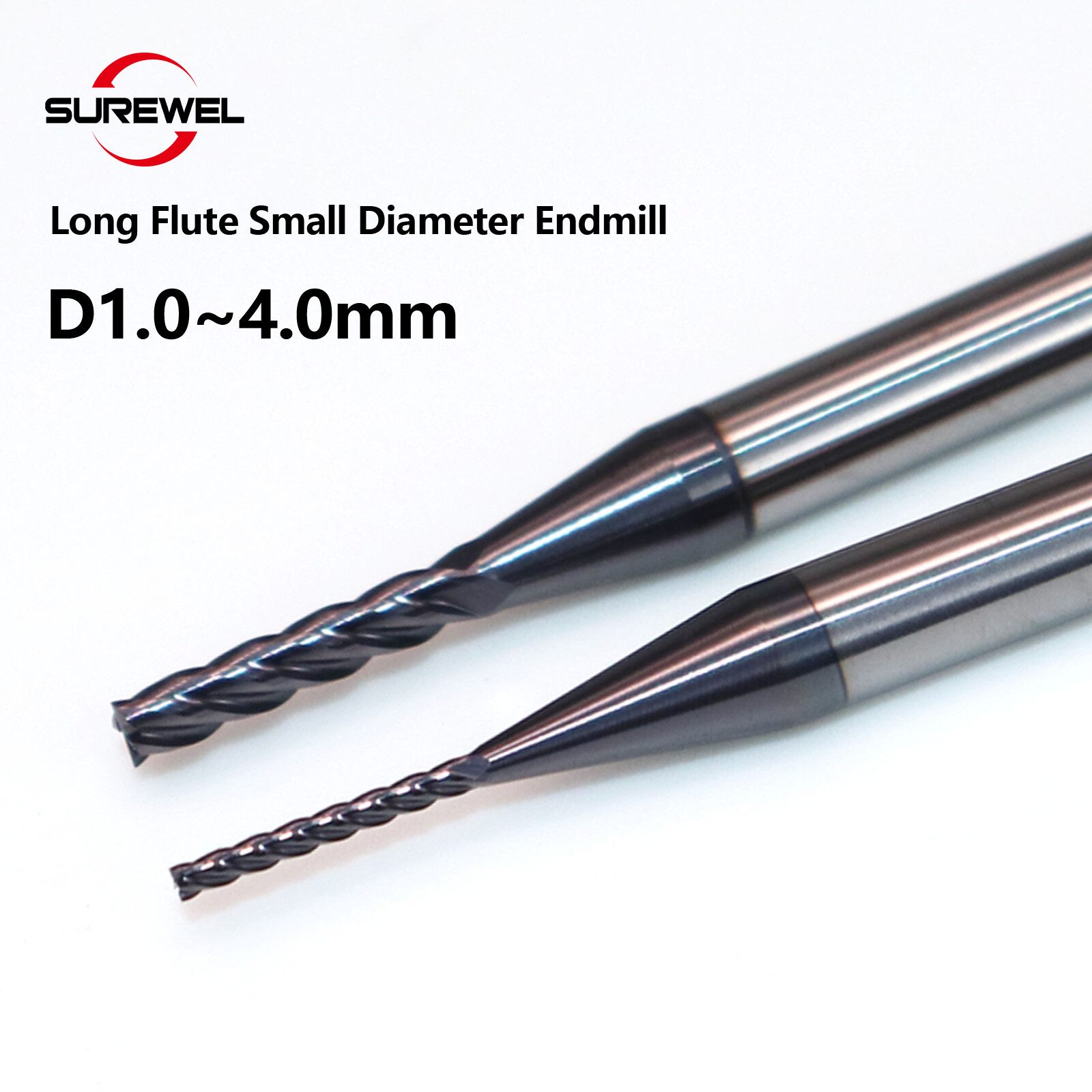 full edge deep groove milling cutter 1.0-4.0mm long neck micro diameter endmill