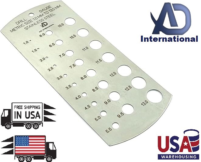 Stainless Steel Drill Gauge Metric and Imperial Standard Hand Tool USA FULFILLED