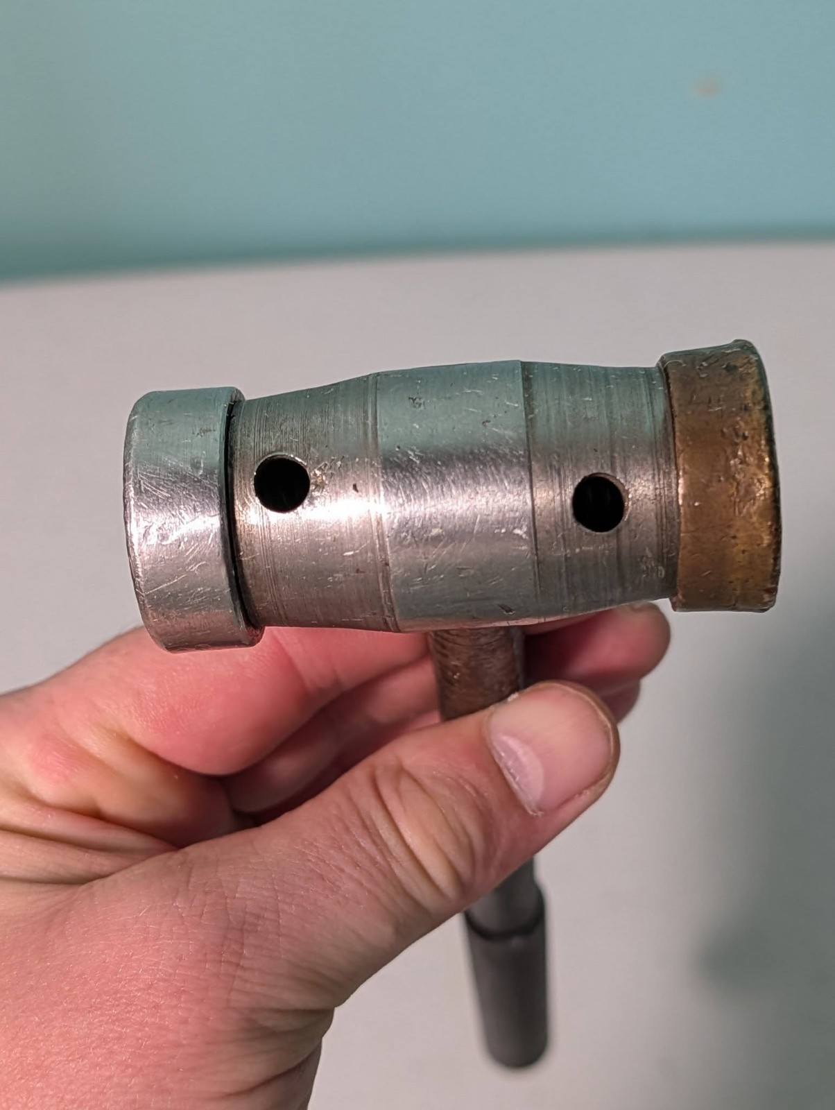 Vintage Machinists Screw On Hammer 9 Long One Side Brass All Metal Hammer