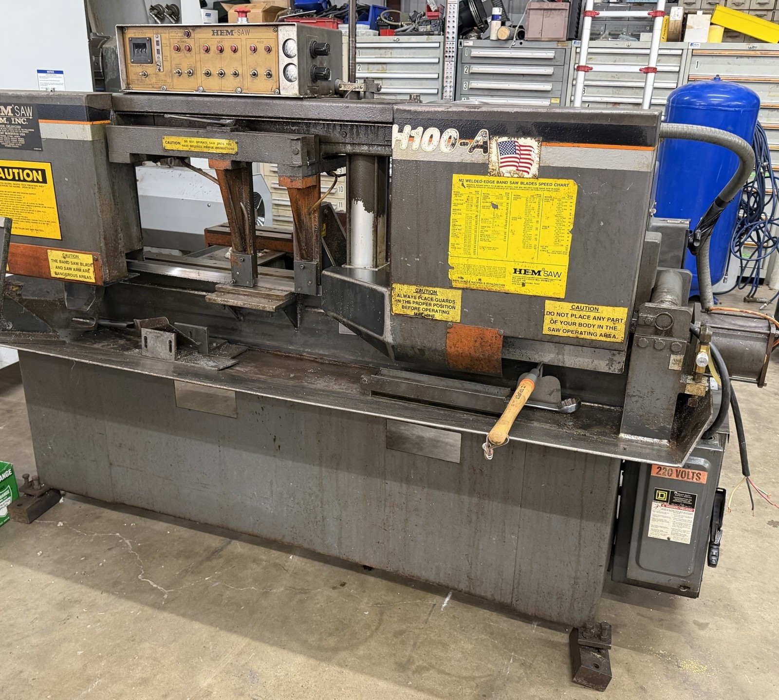 2001 HEM SAW H100 A BAND SAW Manual / AUTOMATIC METAL HORIZONTAL 12.75″ x 11″