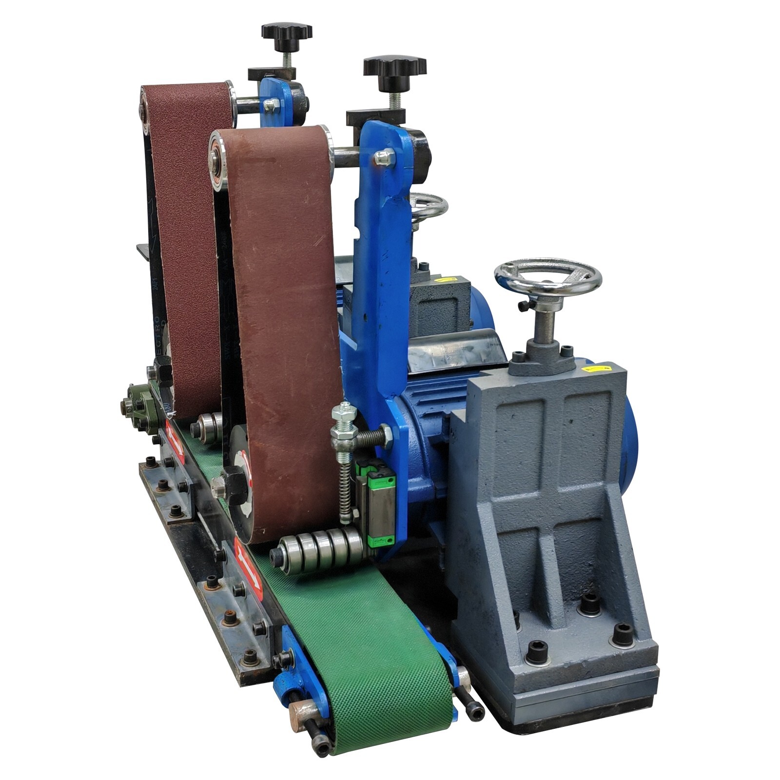 Two stations Surface Belt Sander Polishing Rust Drawing Deburring Machine 220V