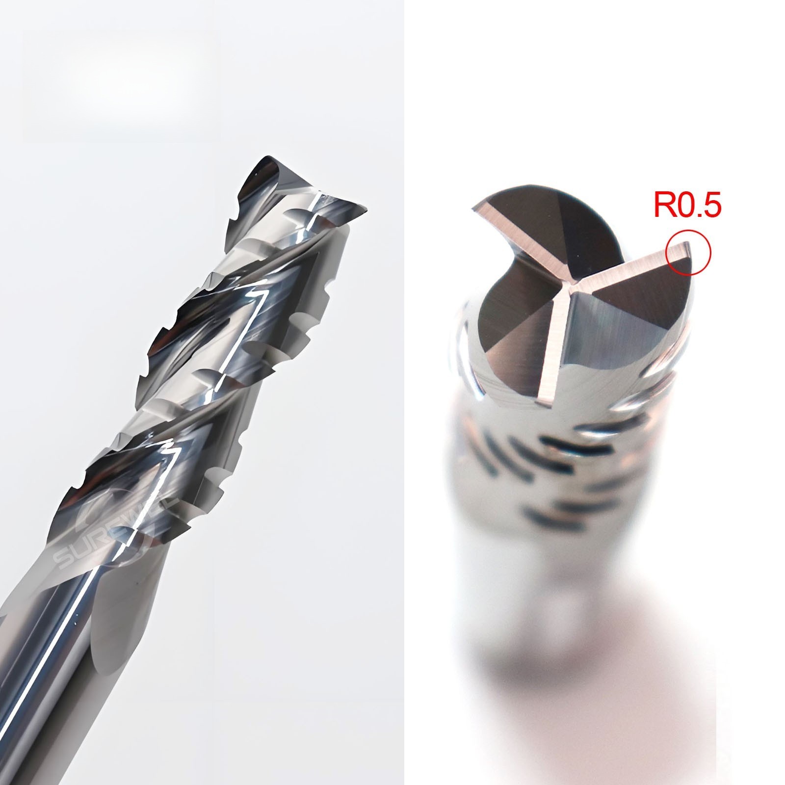 Carbide Roughing End Mills 3 Flute CNC Milling Cutter Bits Router for Aluminum
