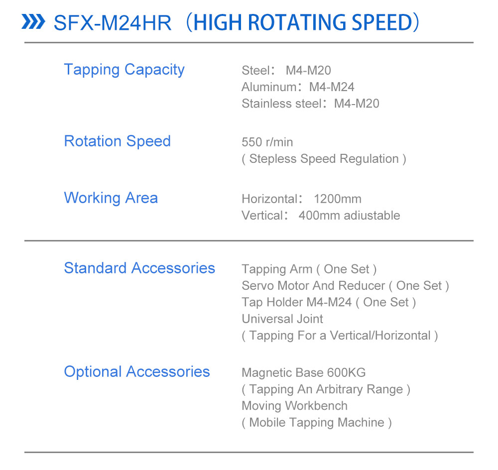 US Stock Electric Tapping Arm M4-M20 for Stainless Steel 360° High Speed Tapping