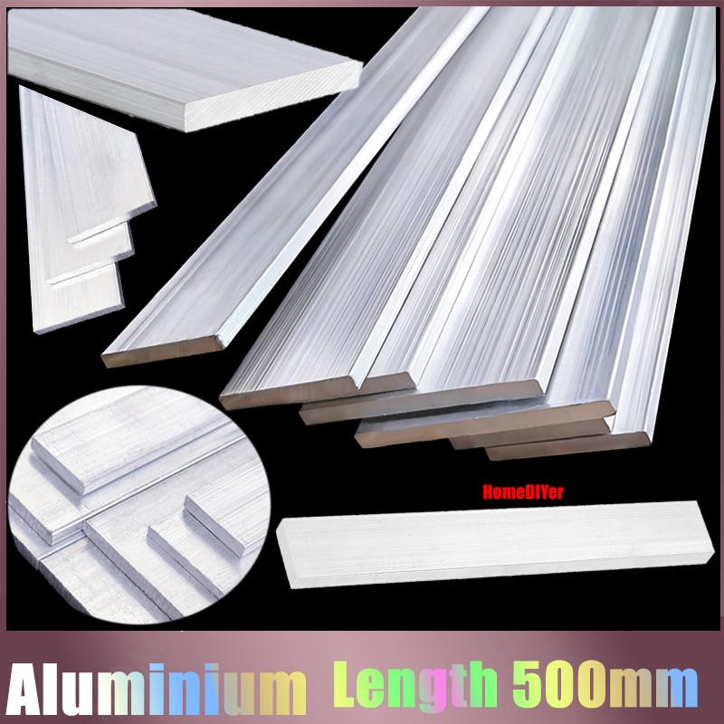 6061 Aluminium Flat Bar Strip Metal 500mm Length 1.4mm-35mm Thick Multiple Sizes