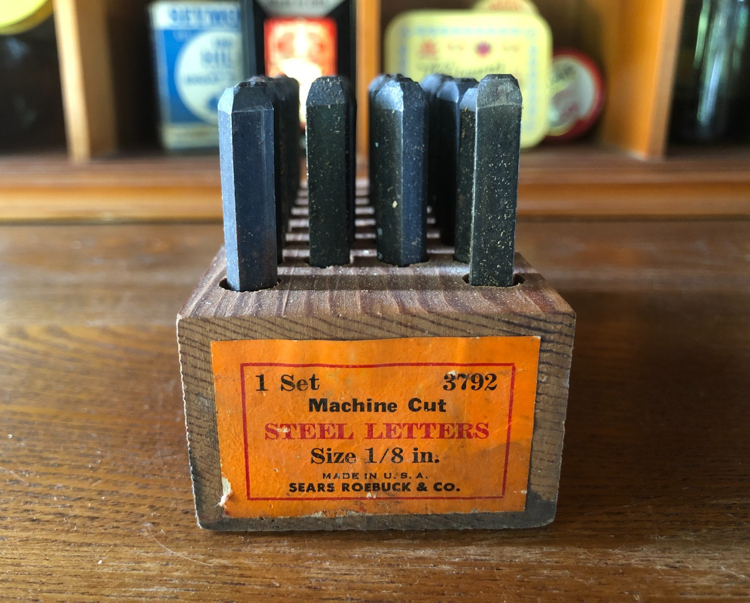 VTG Sears Roebuck & Co 3792 Set 28 Steel Letter Historic Typesetting Size 1/8″