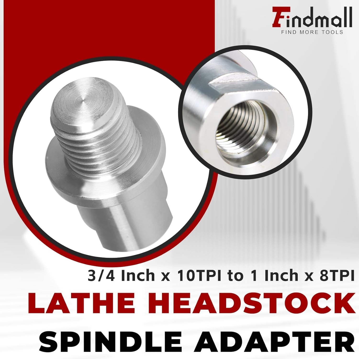 Lathe Headstock Spindle Adapter Converts 3/4 Inch x 10 TPI to 1 Inch x 8TPI f…