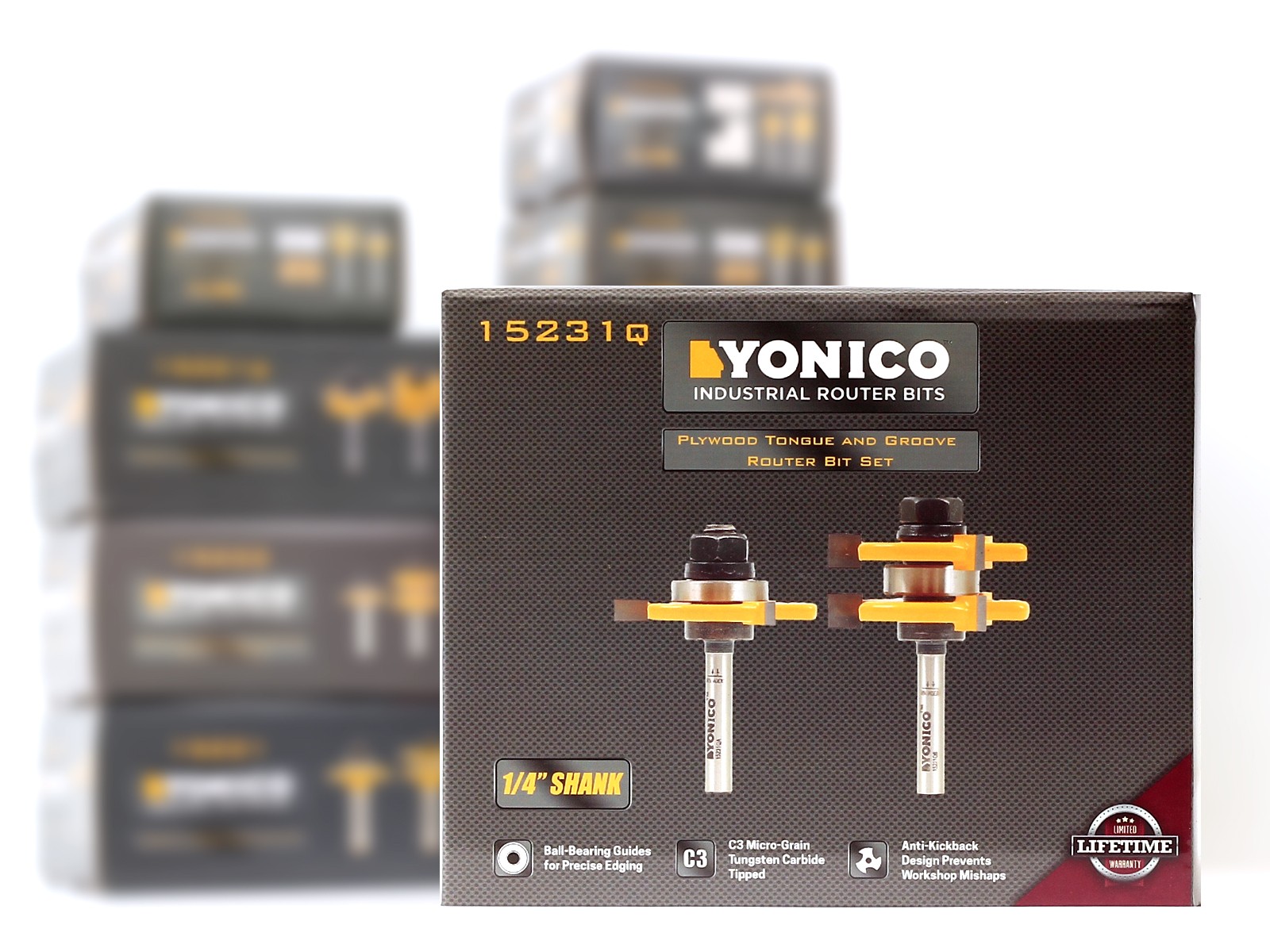 1/4″ Plywood Panel 2 Bit Tongue & Groove Router Bit Set – 1/4″ Shank – Yonico 15