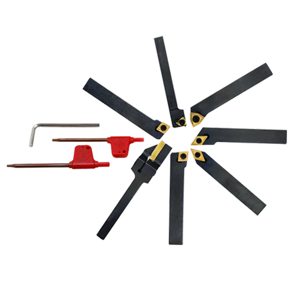 7 Pc 1/4” Indexable Turning Tool Set with Carbide Inserts Lathe Tool Holer