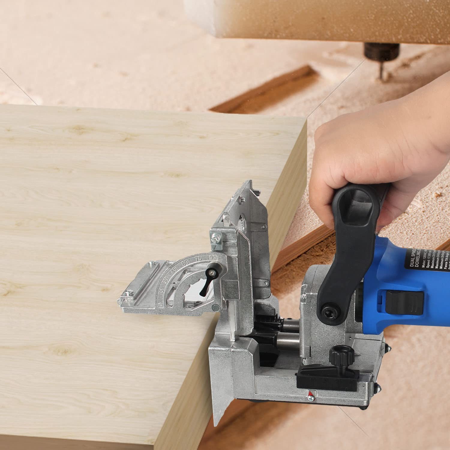 Dual-Spindle Doweling Jointer DJ710, 710W 120V 60Hz, Wood Plate Dowel Joiner,…