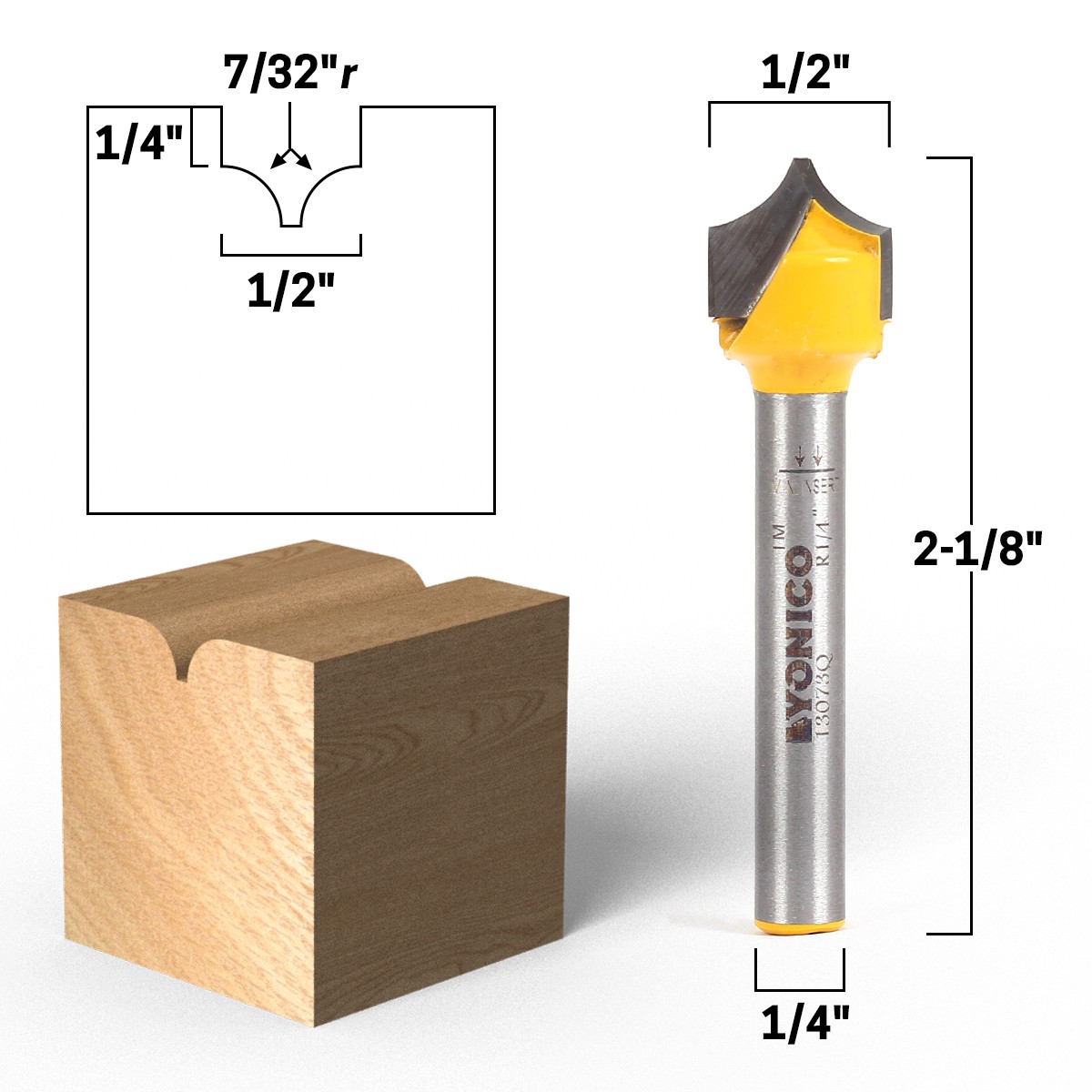 Point Cutting Round Over Router Bit 4 Bit Set – 1/4″ Shank – Yonico 13470q