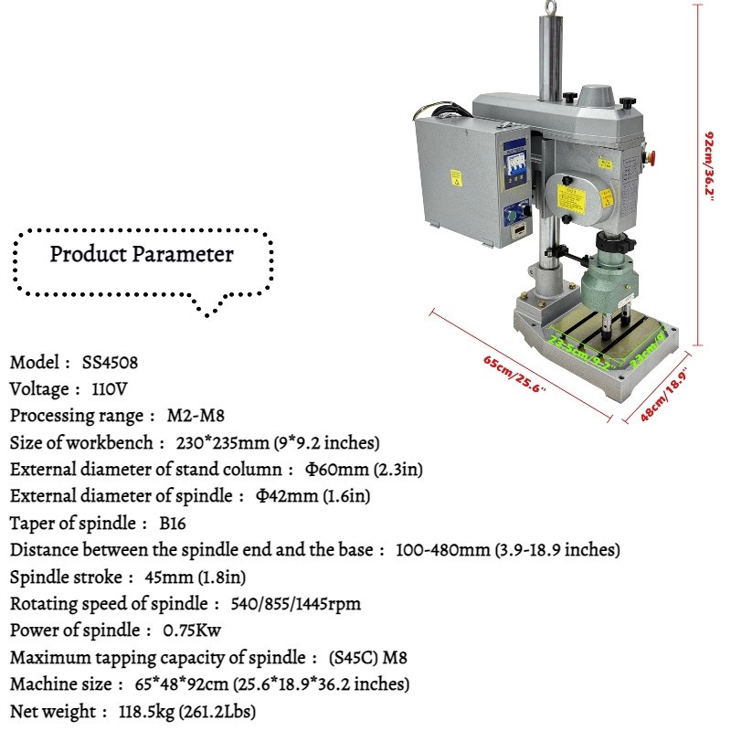 Geared Multi-Spindle Tapping Machine Automatic Double-Head Tapping Machine 110V