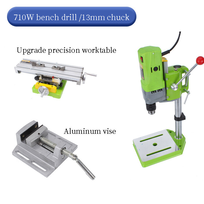 Mini High Speed Precision Bench Drill Drilling Milling Machine+Workbench+vice